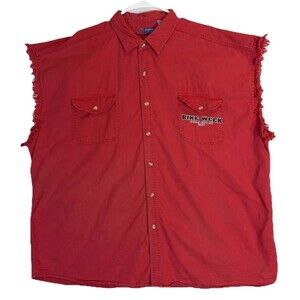 Bike Week Ocean City Maryland 2009 Sleevless Button Shirt Red Men’s 2XL